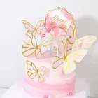 Новинка, красивая бабочка, топпер для торта С Днем Рождения, золотые украшения для торта на день рождения