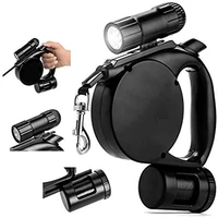 3 in 1 retractable dog leash rope led flashlightpoop bag dispenser dog rope adjustable 15 foot leashes for small dog puppy