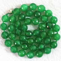 5 style necklace for women natural stone dyed green jades stone chalcedony faceted round beads chain choler jewelry 18inch b648