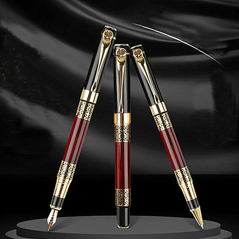 

1Pcs Classical Business Fountain Pen Wood Grain High-Grade Metal Signature Ink Pen Business Ballpoint Pens Office School Supply