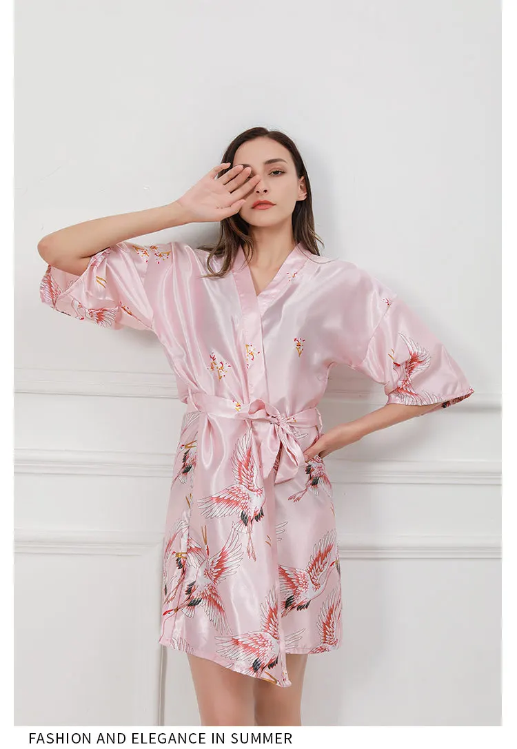 Модная женская летняя обувь мини кимоно халат женский из искусственного шёлка