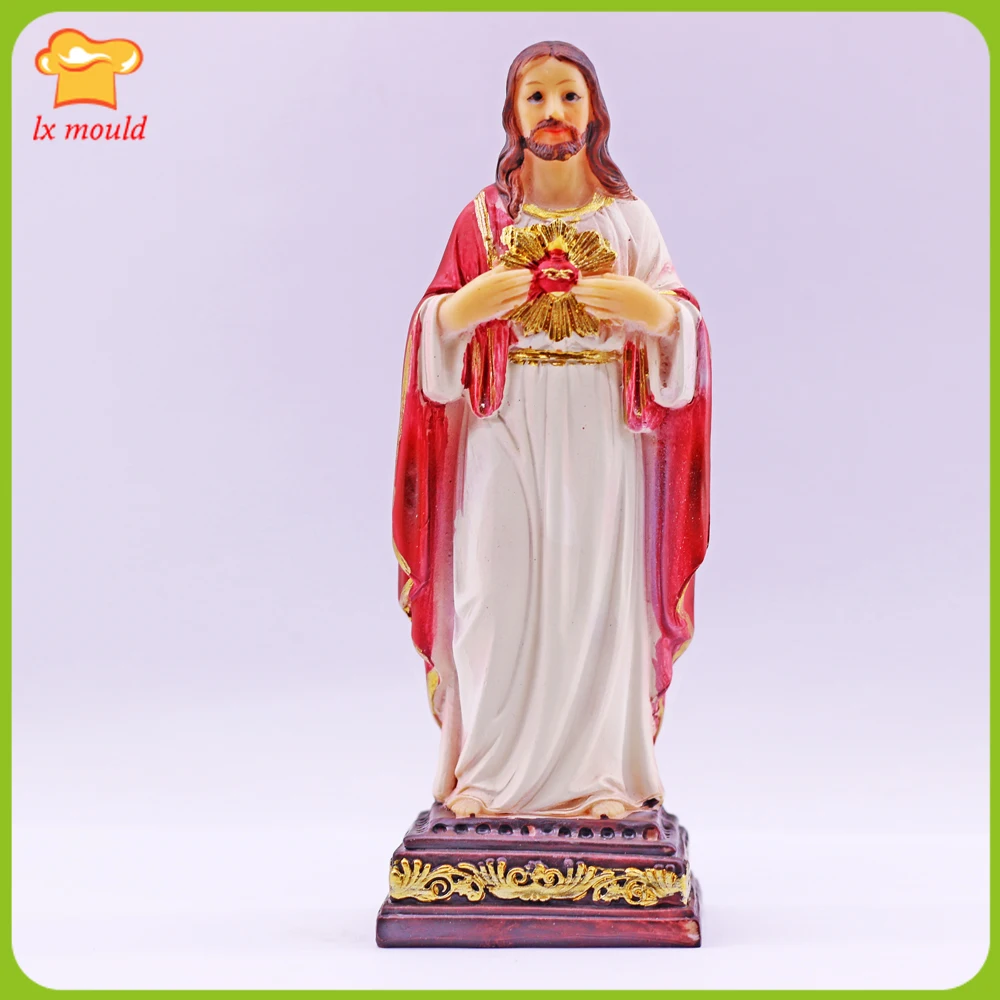 

Jesus Sacred Heart Touching Heart Like Silicone Mould Religious Catholic Statue Resin Holy Object DIY Craft Church Candle Mold