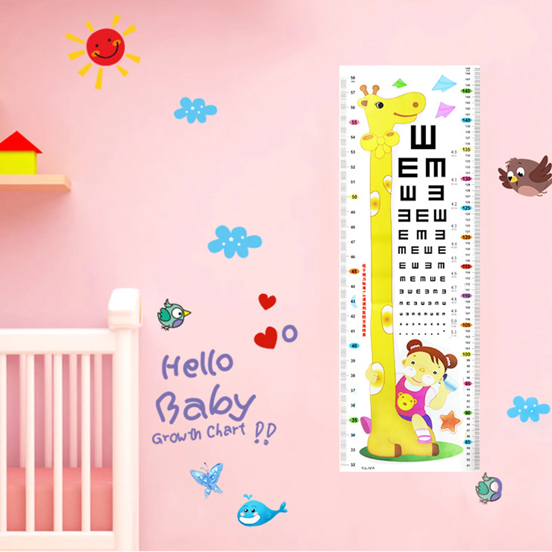 Наклейка на стену с диаграммой роста для детей мультяшный жираф Классическая