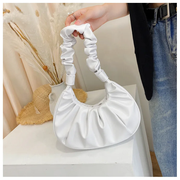 

Folds Design Small PU Leather Shoulder Bags For Women 2020 Elegant Handbags Female Travel Totes Lady Fashion Hand Bag