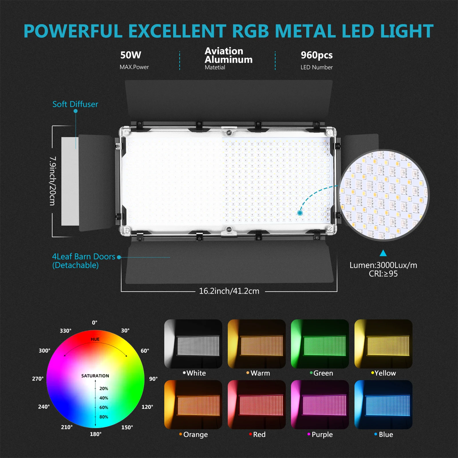 Светодиодная лампа Neewer 960 RGB с управлением через приложение SMD СВЕТОДИОДНЫЙ
