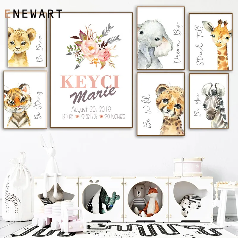 

Dropshipping Kawaii Animal Nordic Posters and Prints Giraffe Zebra Wall Art Personalized Canvas Painting Pictures for Kids Room