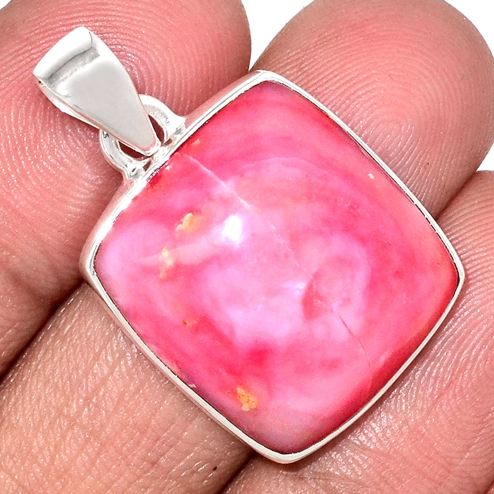 Genuine PINK OPAL Pendant 925 Sterling Silver Total Length : 35.9 mm AP6948 | Украшения и аксессуары