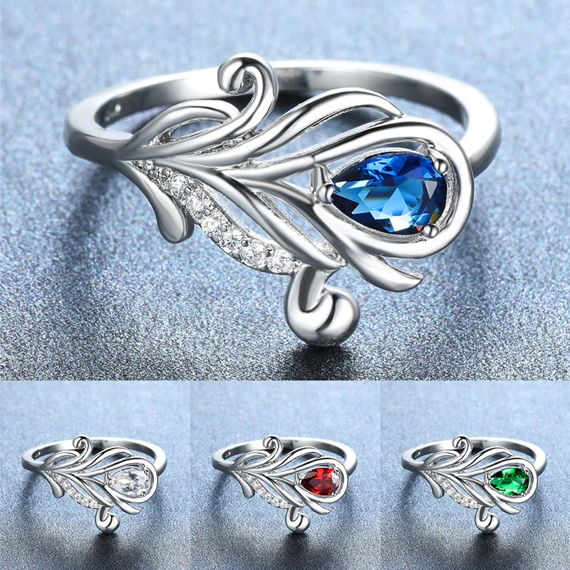 Винтажное Женское Обручальное кольцо с красным синим зеленым белым кристаллом