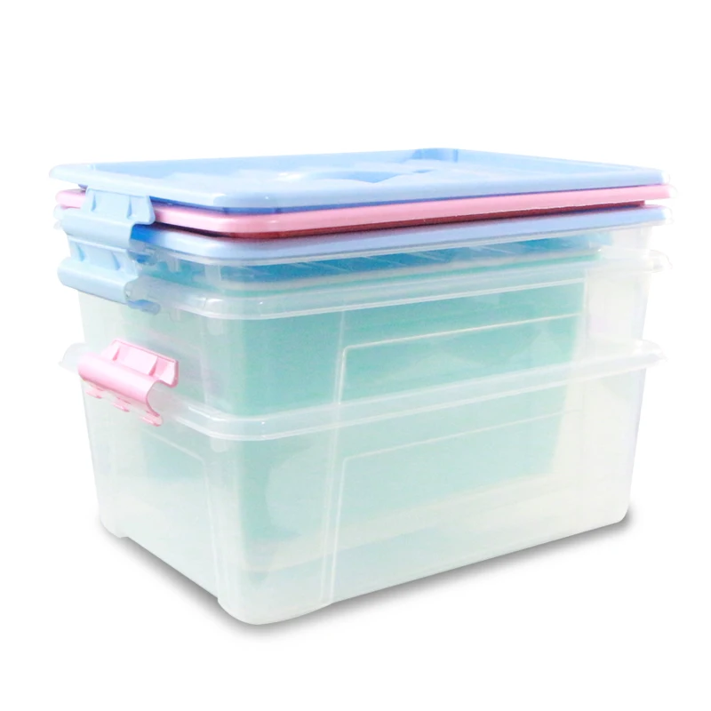 Пластиковая коробка для хранения органайзер прозрачная белая крышка макияжа