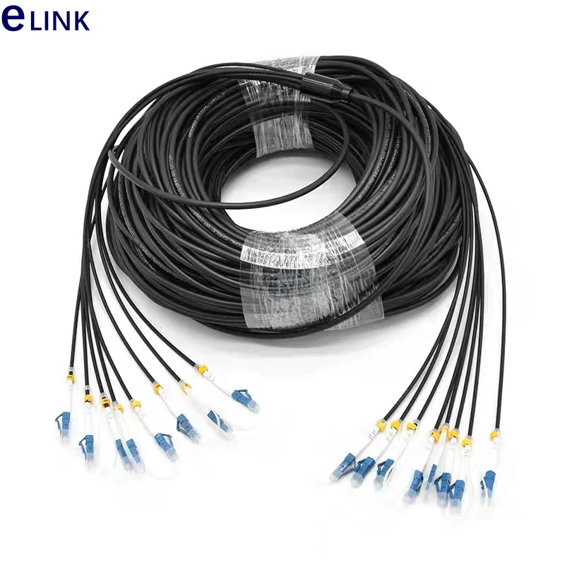 20M 8 cores LSZH Fiber optic Patchcord SM waterproof LC SC FC Armored patch lead cable Outdoor SM FTTA jumper 8 fibers 5.0mm