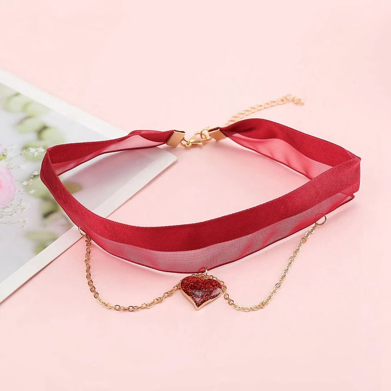 

3PCS sweet pendant Choker Adjustable Harajuku Cute Lolita Ribbon Chain Cosplay Women Decorative Necklace Jewelry Necklace