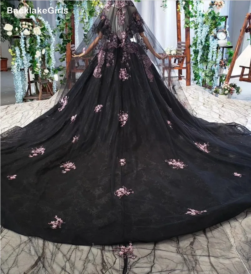 Розовое Кружевное черное свадебное платье элегантное винтажное с круглым