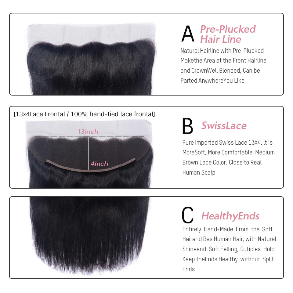 USEXY волосы 3 пряди с фронтальной бразильской прямой на кружеве натуральные