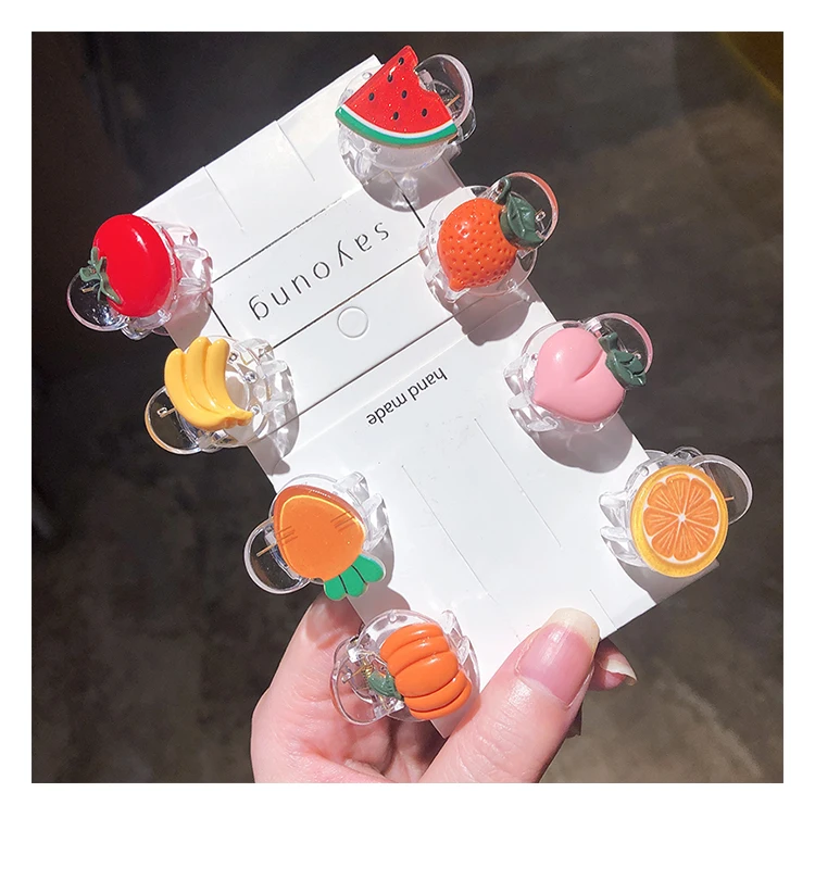 Милые заколки для волос в виде овощей и фруктов женщин девушек аксессуары