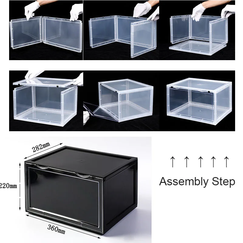 Прозрачная коробка для хранения ящиков обуви DIY собираемая комбинированная