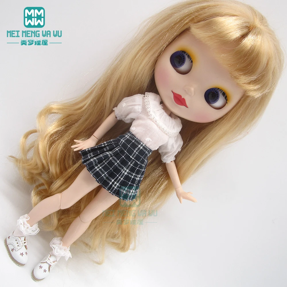 

1pcs Blyth Doll Clothes fashion Striped T-shirt, skirt, sweater, socks for Blyth Azone OB23 OB24 1/6 doll accessories