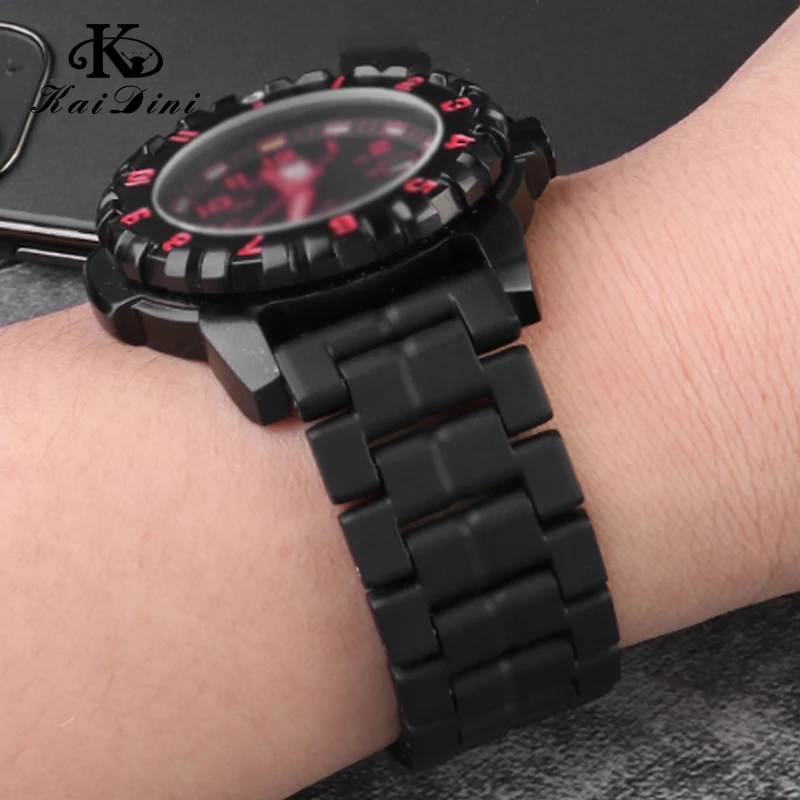 Carbon fiber male strap 3051 Straight End black Watch Band outdoor Military Strap Diving watch belt sport accessories 23mm | Наручные