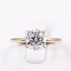 CxsJeremy 2.0Ct Круглый Пасьянс Moissanite помолвка Ring14K желтое золото Moissanite бриллиантовый свадебный браслет Подарок на годовщину