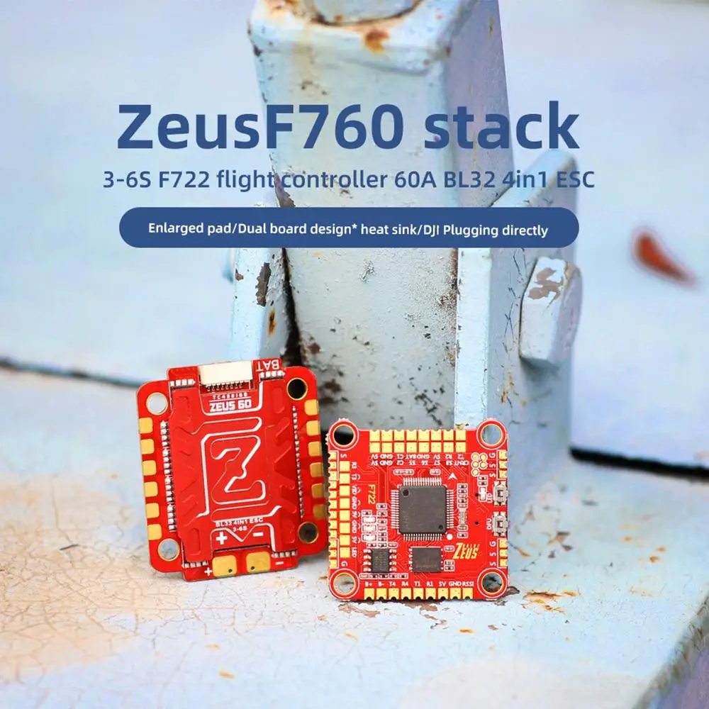 

HGLRC Zeus F760 STACK 30X30 3-6S | F722 Flight Controller | 60A BL32 4in1 ESC Directly connect with DJI HD image transmission