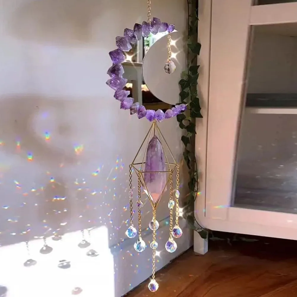 

Crystal Windchime Ornament Star Moon Pendant Handmade Jewellery Garden Wind Chime Window Hanging Home Decor Gifts