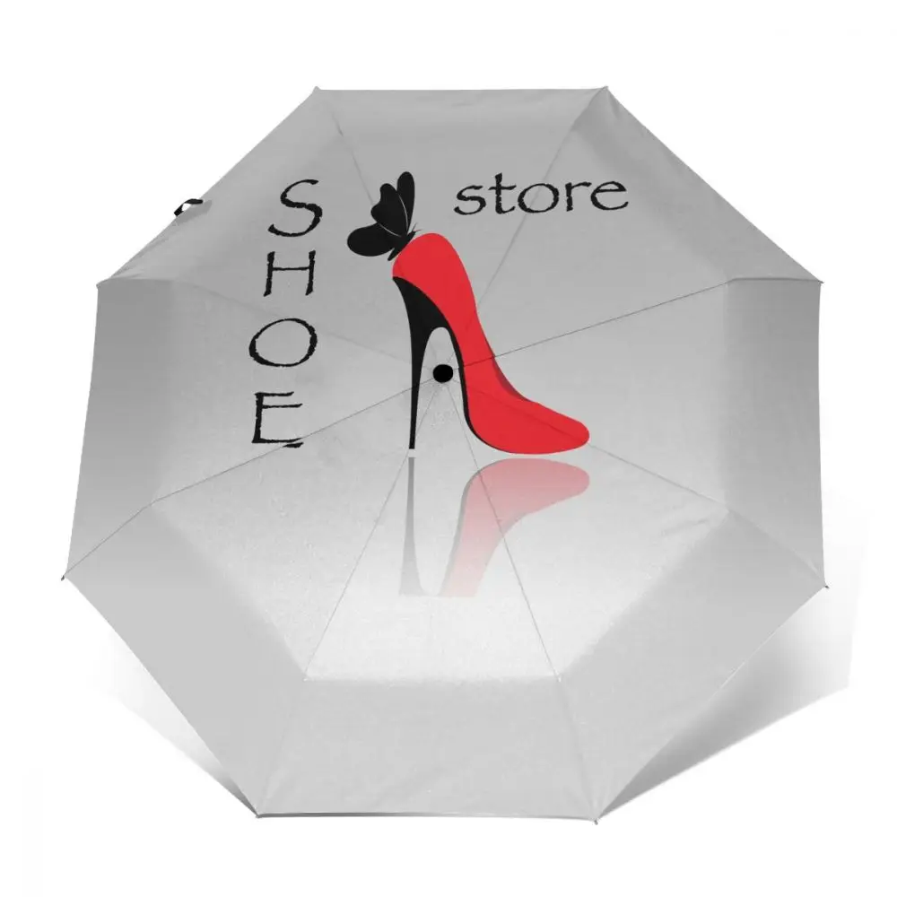 

Ветроустойчивый полностью автоматический зонт с логотипом магазина обуви, 3 складных зонтика, дорожный автомобильный зонт
