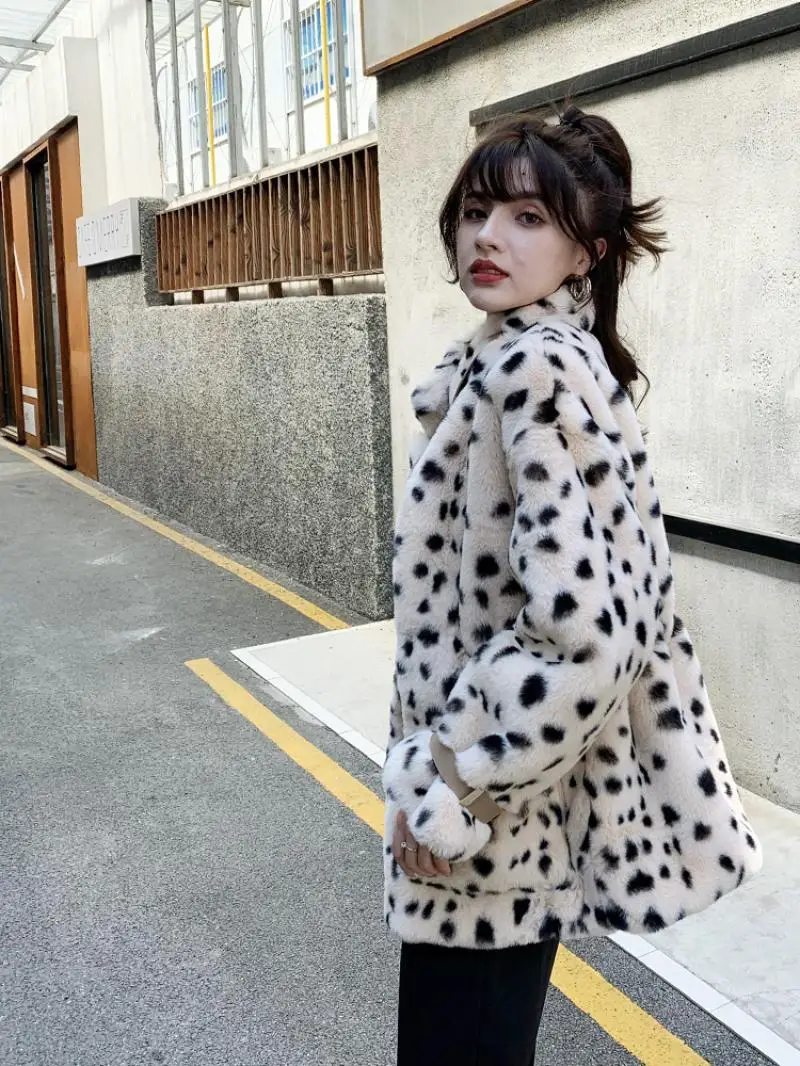 Fur Jacket Women Winter Young Models Furry Leopard Print Imitation Lamb Fur with Plush 2020 New Loose Fashion