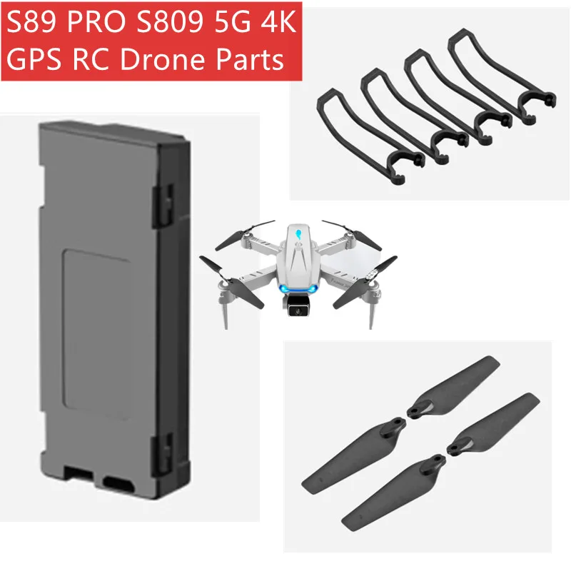 

S89 PRO S809 4K Smart Hovering WIFI Real-time Transmission RC Drone Parts 3.7V 1800mAH Battery/USB Line/Propeller/Protect Frame