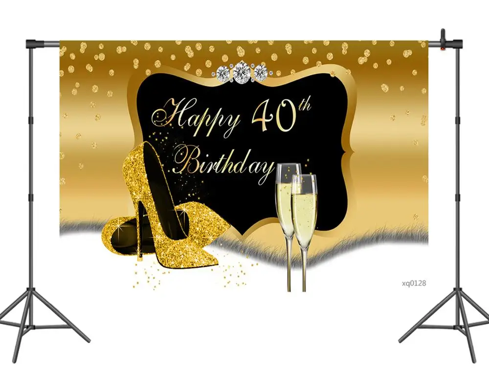 Sensfun золотой черный тема Леди Женщины Счастливый 40-й день рождения фон для