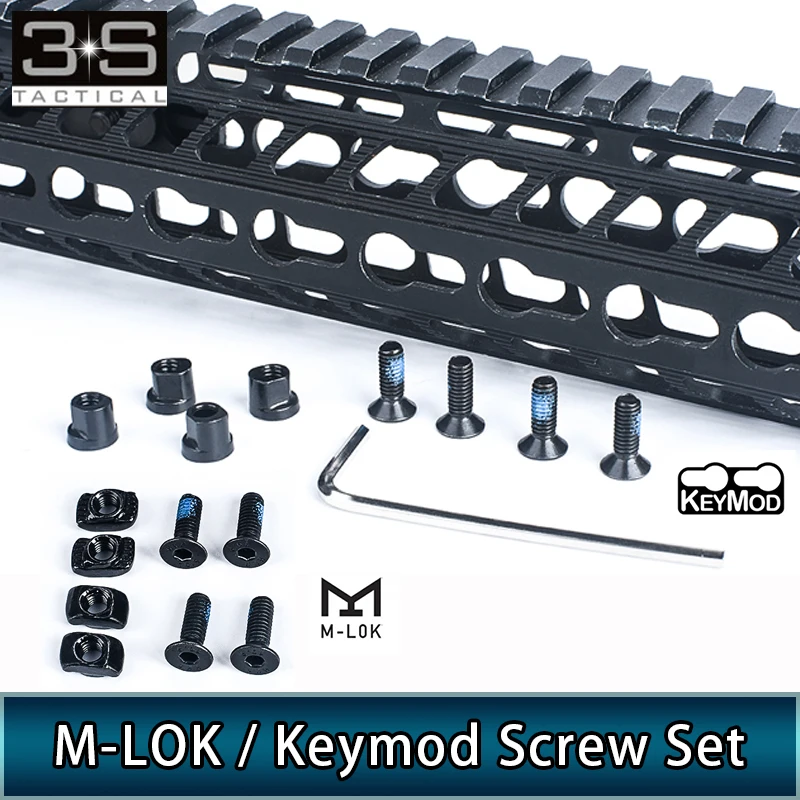 4 Set/Pack Tactical M-LOK Keymod Hand Guard Long Screw Set Hunting Handguard Rail Panel Handstop Screw Nut Gun Accessories