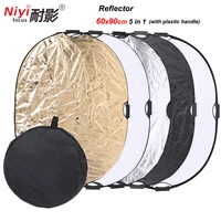 60x90cm 5in1 reflector photography light oval with carrying grip case plastic handle photo studio accessories gold silver
