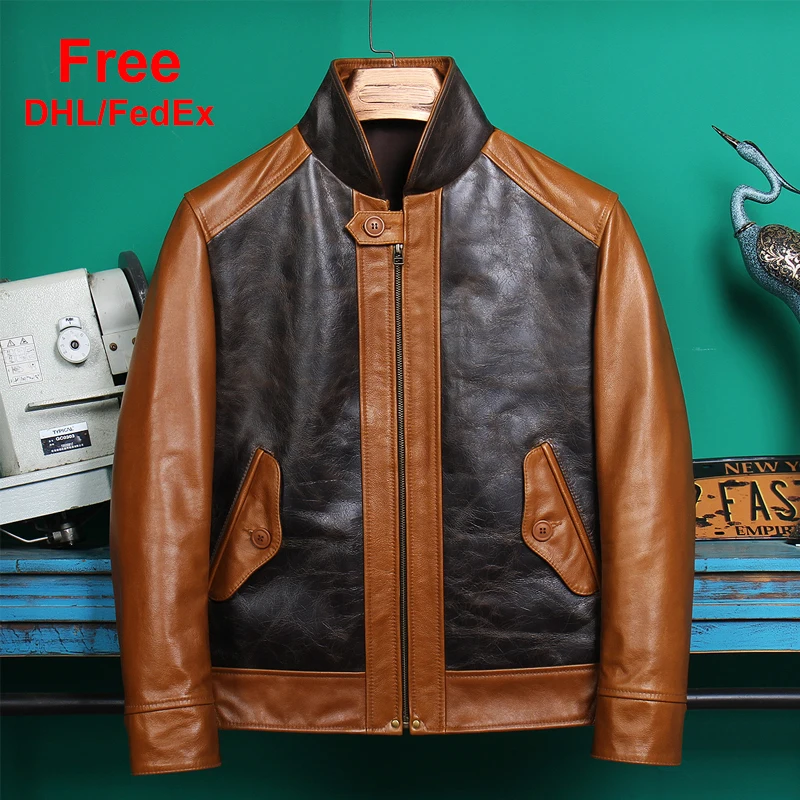 

Быстрая доставка Бесплатная доставка слубами DHL/TNT мужская куртка из натуральной кожи в байкерском и винтажном стиле Косухи с вышитыми чере...