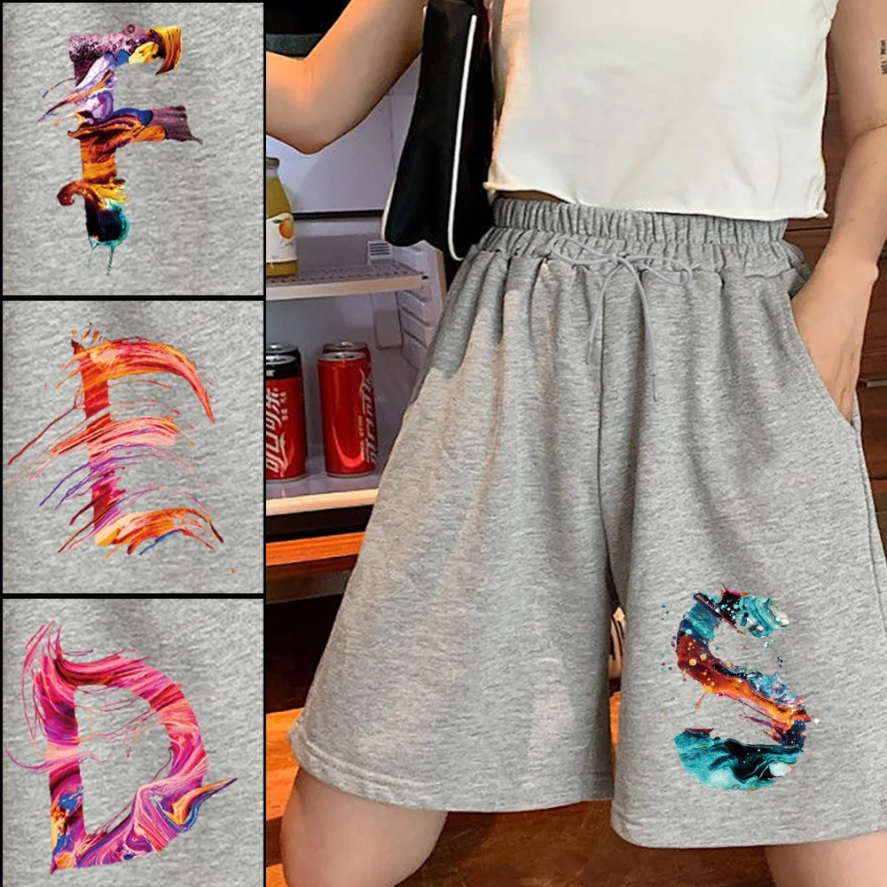 

Шорты женские повседневные для фитнеса и тренировок, шорты с буквенным принтом, эластичные прямые модные короткие пляжные для дома, на лето