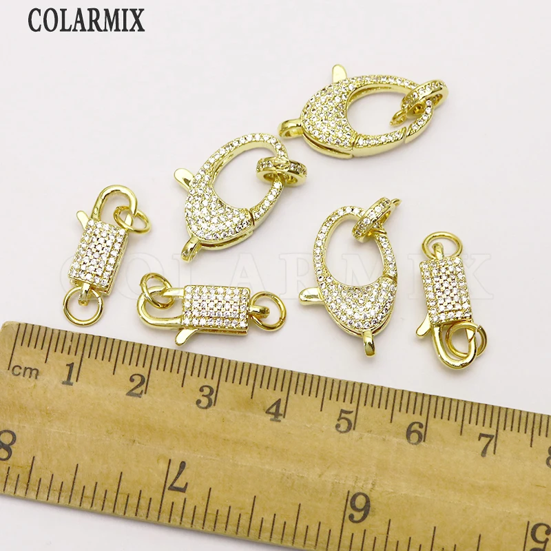 

8Pcs lobster Clasp pendants zircon Lobster zircon clasp accessories Gold color clasp for jewelry making 7287