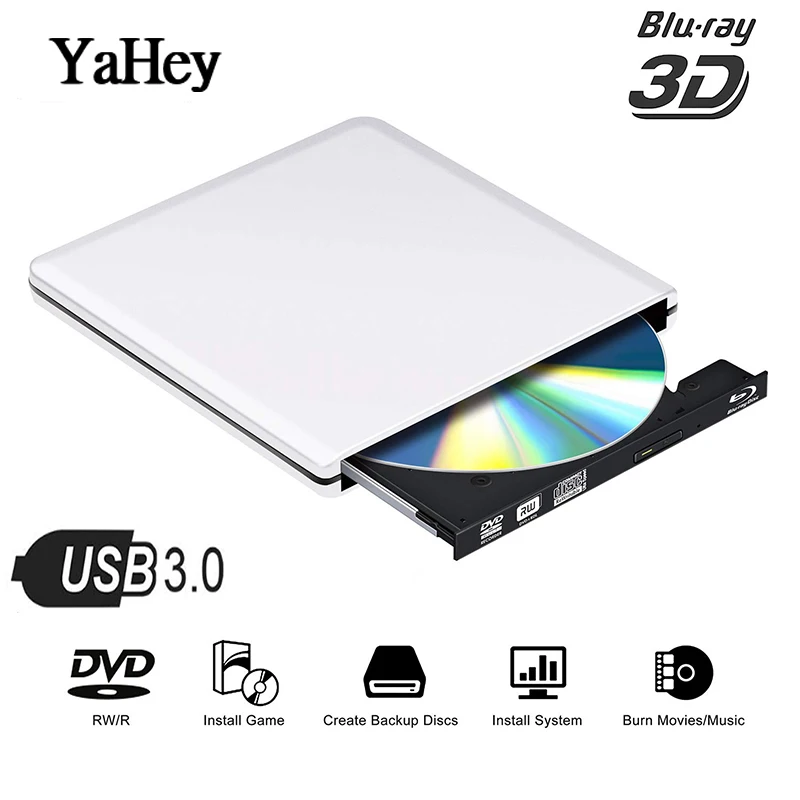 BD recorder Bluray Burner Writer BD-RW USB 3,0 внешний DVD привод портативный Blu ray плеер CD/DVD RW оптический привод для ноутбуков hp - Цвет: BD recorder