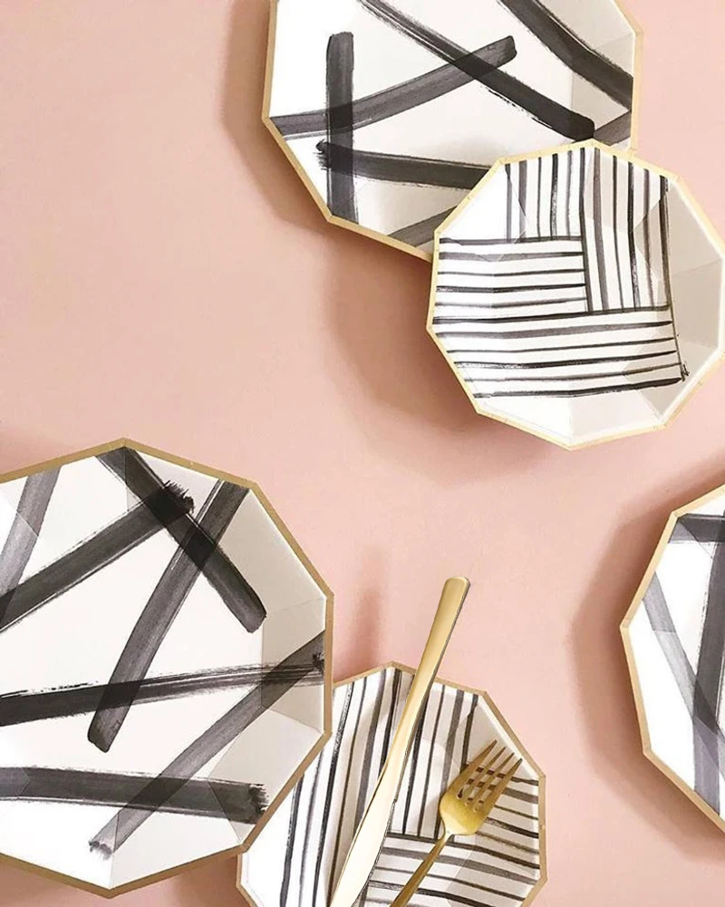 Столовые приборы из соломы и фольги черного золотого цвета | Дом сад