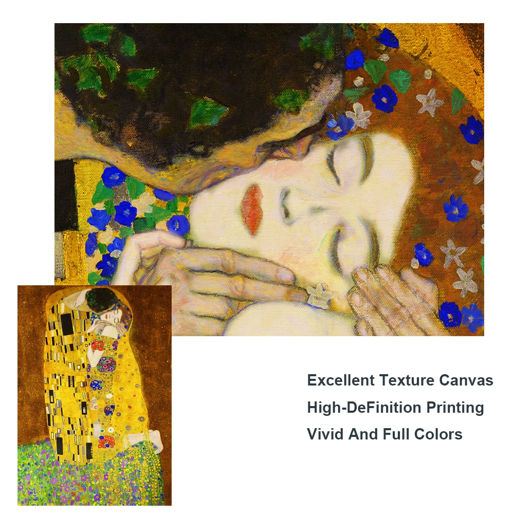 Gustav Klimt Kiss искусство брезент женский знаменитый Золотой Классический