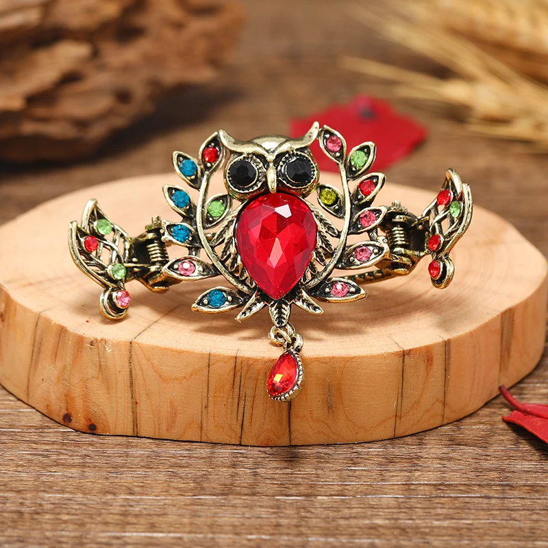 Винтажная бронзовая заколка для волос в виде совы