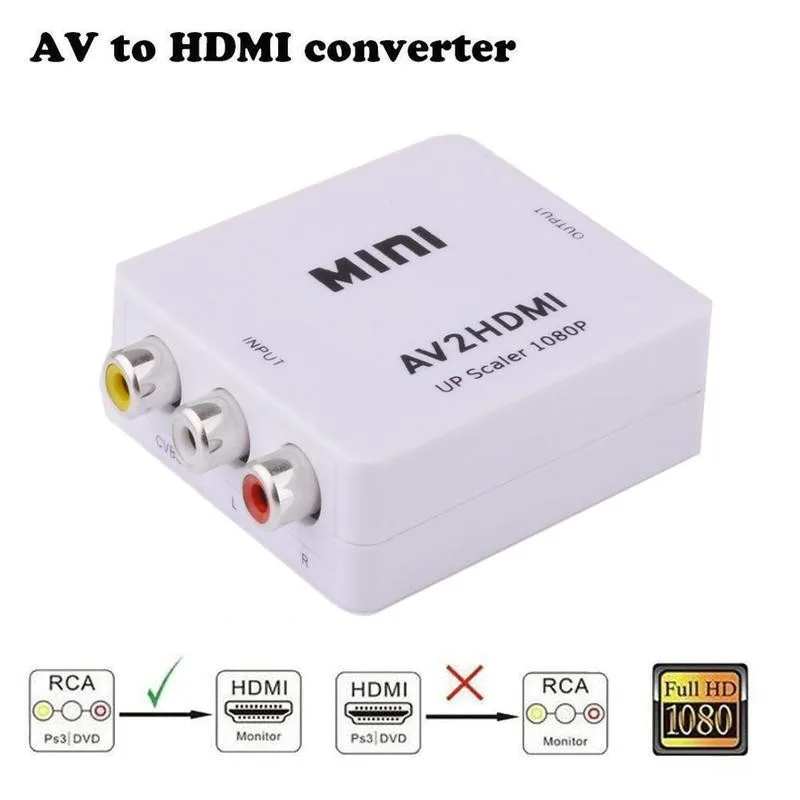 Композитный адаптер HDMI в AV HD видео NTSC с поддержкой AV/CVSB HDMI2AV Mini PAL Новый RCA L/R Box 1080P