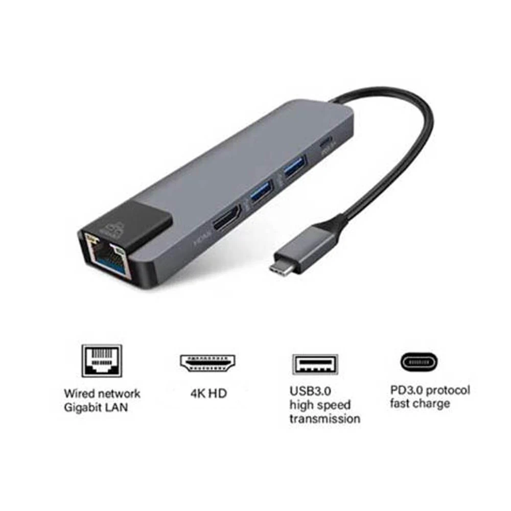 USB-адаптер с Type-C на HDMI совместимый USB 3 0 порт для зарядки Разветвитель RJ45