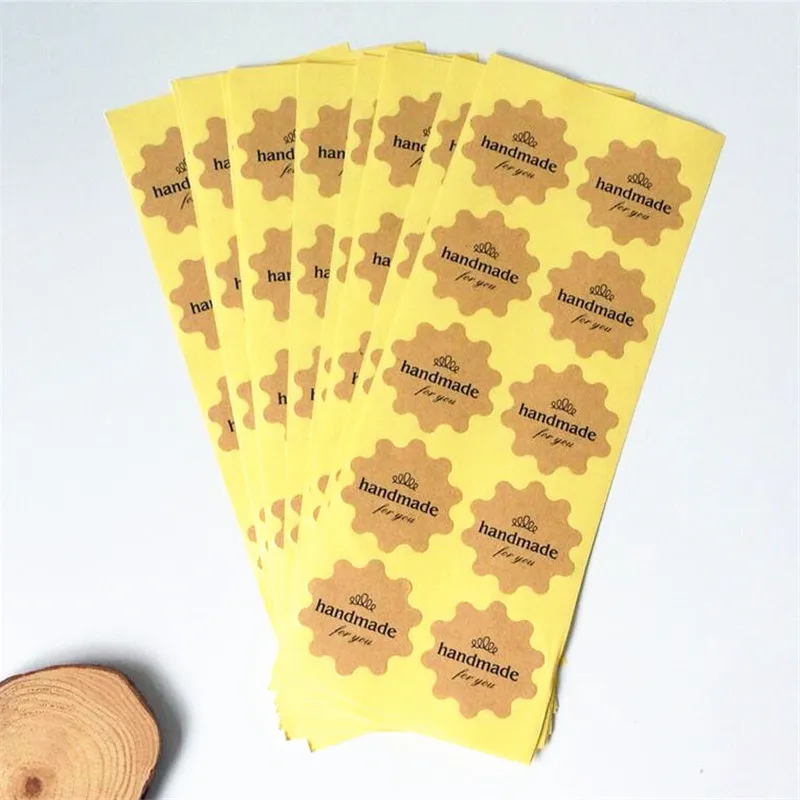 100 шт./лот круглый цветочный дизайн &quotручная работа для вас&quot Серия крафт