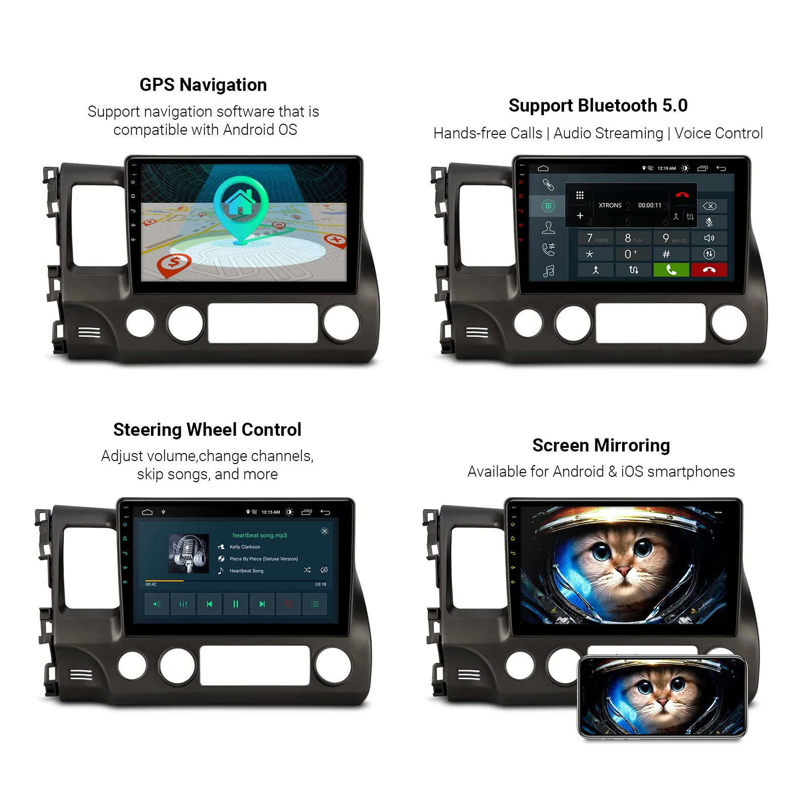 Автомобильный мультимедийный плеер XTRONS IPS Android 10 для Honda civic 1-2007 левый руль