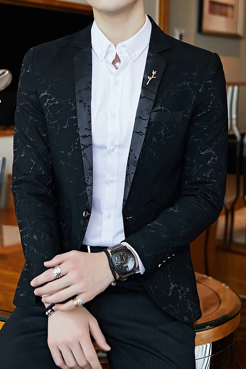 

Fashion Luxury Banquet Party Suit Dress Jacquard Casual Business Jacket Slim Men's Wedding Jacket Clothing Jacket Evening Youth