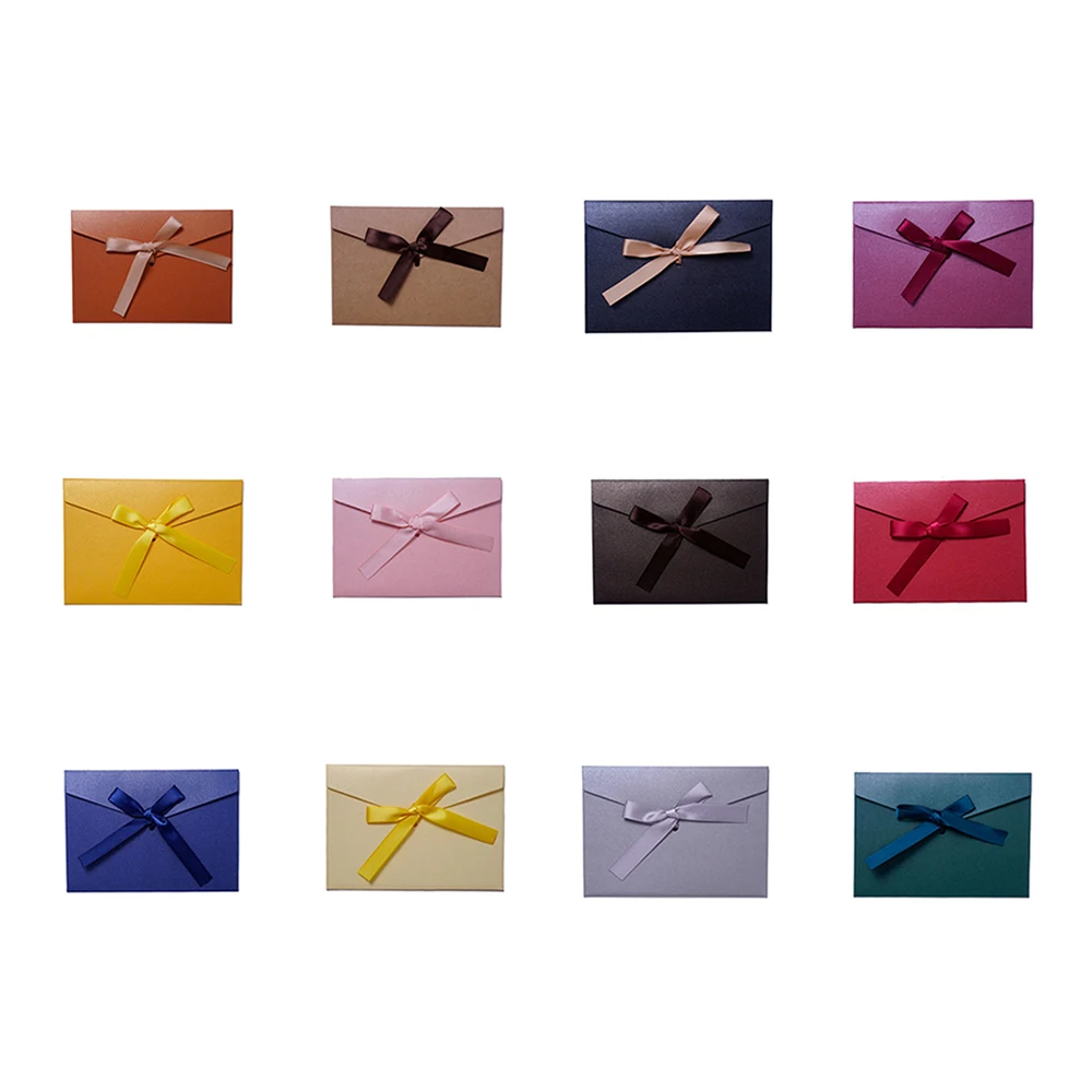 

10pcs/lot Vintage Ribbon Pearl Paper Envelopes 12 Colors Kraft Envelope for Wedding Invitation Envelope Gift Envelope