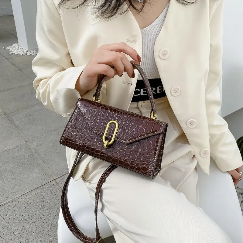 

Women's retro premium texture luxury shoulder bag 2021 classic fashion designer crocodile pattern wild messenger bag purses