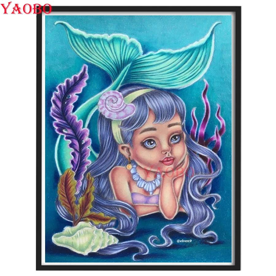 

Diamond Painting Cartoon mermaid girl 5D Diy Cross Stitch Mosaic Patch Diamond Embroidery Inlaid Gift Decoration Design
