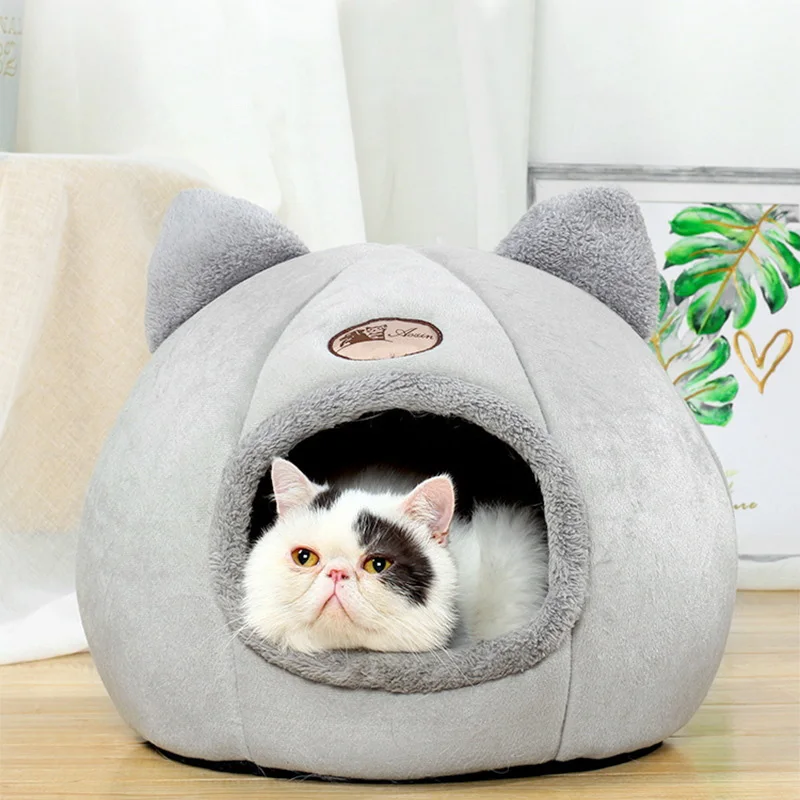 

Pet Cat Litter Winter Semi-enclosed Warm and Velvet Kennel Pet House Short Plush Deep Sleep Comfortable Pet Nest Pet Supplies