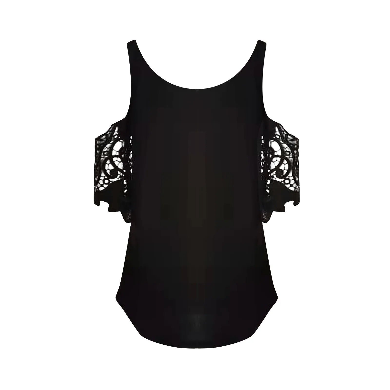 

Women Casual Lace Half Sleeve-Neck Zipper Hollow Out T-Shirt Blusas Tops
