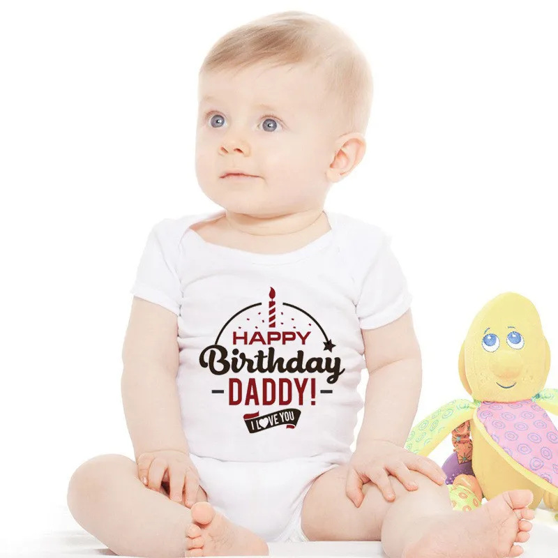 

Baby Rompers Happy Birthday Daddy Summer Heart Baby Girls Clothing Jumpsuits Children Summer 0-24M Newborn Baby Outfits Outwear