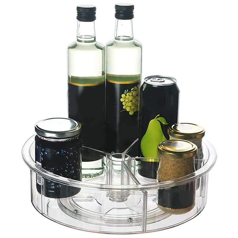 

Rotatable Storage Box,Round Plastic Transparent Rotating Turntable, Condiment Storage Container,Condiment Spin Organizer