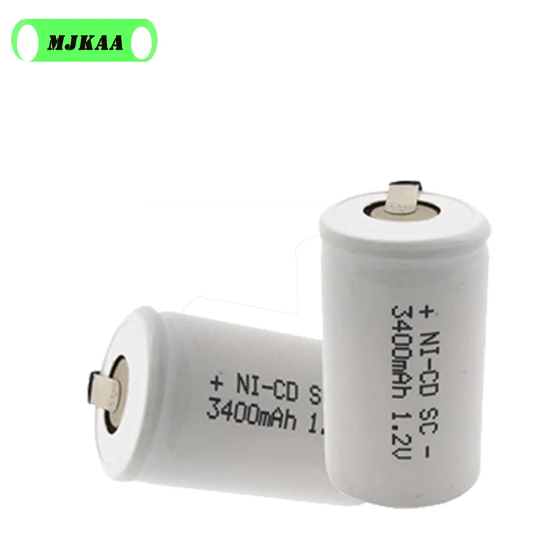 12 шт SC 1,2 V 3400mah аккумуляторная батарея 3400mah 4/5 SC Sub C Ni-cd ячейка со сварочными вкладками для электрической дрели шуруповерта